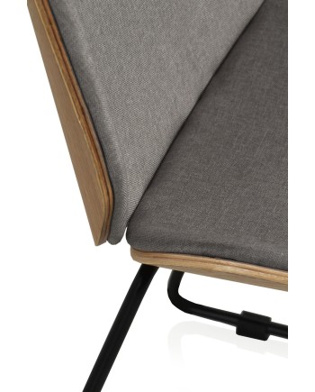 silla madera tapizada con patas metálicas negras pack 4 unidades