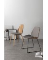 silla madera tapizada con patas metálicas negras pack 4 unidades