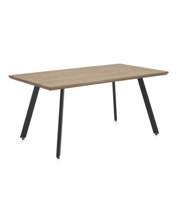 mesa de jantar melamina efeito madeira carvalho com pés metal 160x90x75