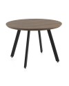 table mélaminé effet bois de chêne 110 dia. pied metal