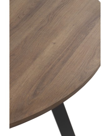 mesa de jantar melamina efeito madeira carvalho com pés metal 110 diámetro