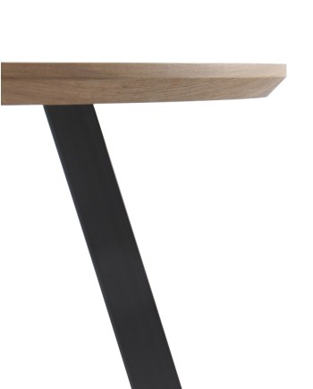 mesa de jantar melamina efeito madeira carvalho com pés metal 110 diámetro