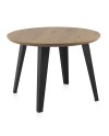 table mélaminé effet bois de frêne 110 dia. pied metal