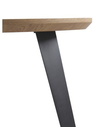 table mélaminé effet bois de frêne 110 dia. pied metal