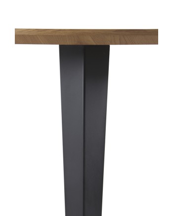 mesa de jantar melamina efeito madeira freixo com pés metal 110 diámetro