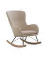 rocking-chair beige pieds métal et bascule en bois de hêtre