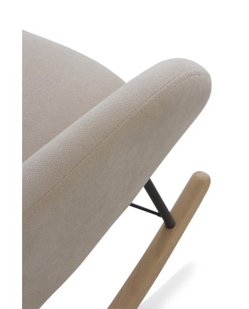 rocking-chair beige pieds métal et bascule en bois de hêtre